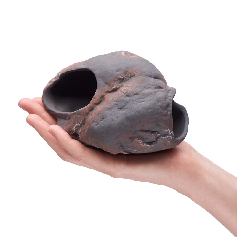 Plecoceramics Cichlid Stone Decoration - Aquarium cave for Cichlids, Betta, Small Fish - Fish Tank Hideway Decor - Betta Toys Hideout Stones House (Magma Stone Small) - Image 2